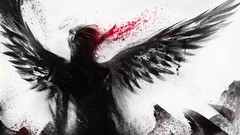 Wings blood ink angels sakimichan selective coloring halos