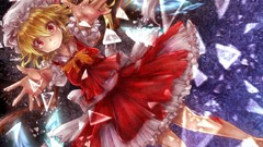 Wings blood tears dress red eyes bow clothes short hair touhou 