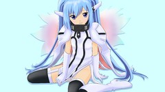 Wings blue hair anime girls blue eyes sora no otoshimono Nymph 