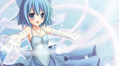 Wings blush blue hair anime girls blue eyes short hair touhou 