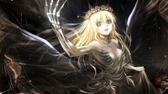 Wings Bones anime girls blue eyes original characters