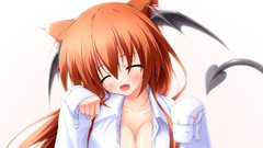 Wings brown blush long hair anime girls closed eyes brunettes 