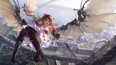 Wings brown glasses anime girls original characters HJL