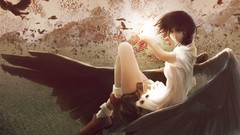 Wings brown hats red eyes anime girls touhou shameimaru aya