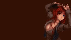 Wings brown red eyes shirts long hair anime girls blue eyes 