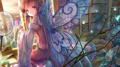 Wings brunettes hakurei reimu touhou miko detached sleeves