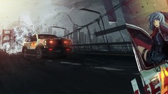 Wings cars blue hair anime girls vehicles touhou cirno hair bow