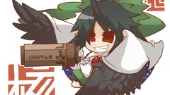 Wings Chibi red eyes long hair anime girls brunettes reiuji 