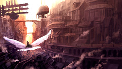 Wings cityscapes steampunk fantasy