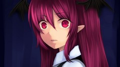 Wings close-up fangs red eyes faces shirts long hair anime 