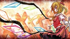 Wings cross Anime red eyes anime girls touhou flandre scarlet