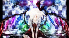 Wings crystals Vampires white hair sitting rainbows short hair 