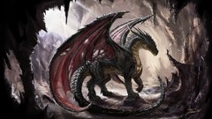 Wings Dragons caves artwork fantasy art