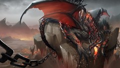 Wings Dragons chains artwork fantasy art