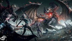 Wings Dragons horns bows mage artwork Archers video games 