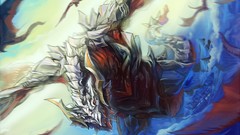 Wings Dragons red eyes tails skyscapes