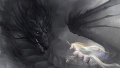 Wings Dragons unicorns artwork fantasy art