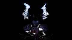 Wings dress black background grin red eyes handcuffs chains 