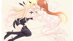 Wings dress blondes long hair anime girls mahou shoujo lyrical 