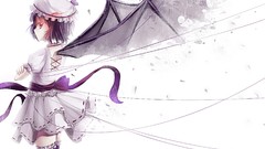 Wings dress hats red eyes Ribbons stockings skirts anime girls 