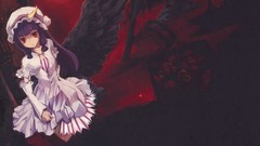 Wings dress hats red eyes skulls cage long hair anime girls 