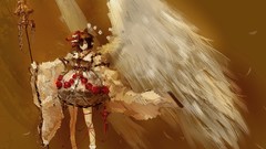 Wings dress hats socks staff masks anime girls brunettes short 