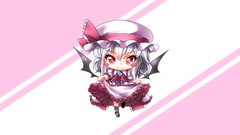 Wings dress hats Vampires Chibi red eyes anime girls short hair 