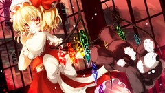 Wings dress hats Vampires red eyes blondes anime girls touhou 