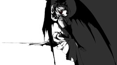 Wings dress hats Vampires red eyes sitting monochrome anime 