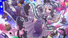 Wings dress hats white hair touhou flandre scarlet purple eyes 