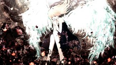 Wings dress pink hair long hair anime girls closed eyes 