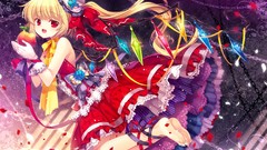 Wings dress red eyes blondes barefoot anime girls touhou 