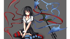 Wings dress red eyes long hair brunettes touhou houjuu nue 