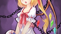 Wings dress red eyes stripes chains blondes blue hair anime 