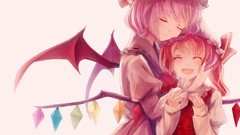 Wings dress Ribbons pink hair closed eyes short hair remilia 