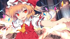 Wings dress tie hats Vampires red eyes Ribbons smiling anime 