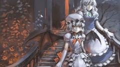 Wings dress vampire red eyes gloves elbows anime girls remilia 