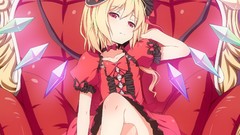 Wings dress Vampires red eyes blondes anime girls short hair 