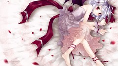 Wings dress Vampires red eyes Ribbons blush anime girls short 