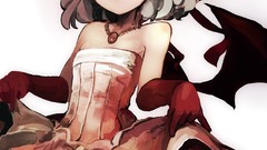 Wings dress white background hats Vampires red eyes gloves blue 