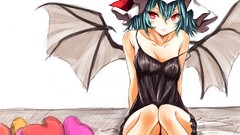 Wings dress white background Hearts hats Vampires red eyes 