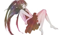 Wings dress white background long hair anime girls brunettes 