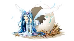 Wings eggs feathers dress nest white background cracks tattoos 