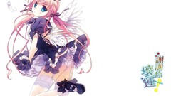 Wings feathers Anime stockings pink hair long hair anime girls 