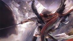 Wings feathers brown hats horns chains scarfs anime girls 