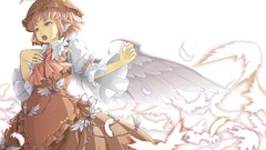 Wings feathers dress hats pink hair blue eyes short hair touhou 