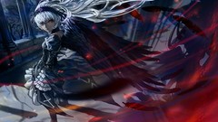 Wings feathers white hair red eyes anime girls rozen maiden 