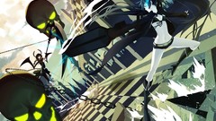 Wings fight horns Shorts chains long hair anime girls boots 