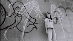 Wings girl realistic monochrome