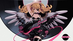 Wings gloves guitars anime girls yellow eyes original 